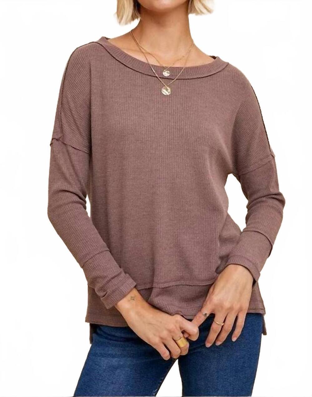 NEW IN-LOOM waffle knit thermal top in mocha
